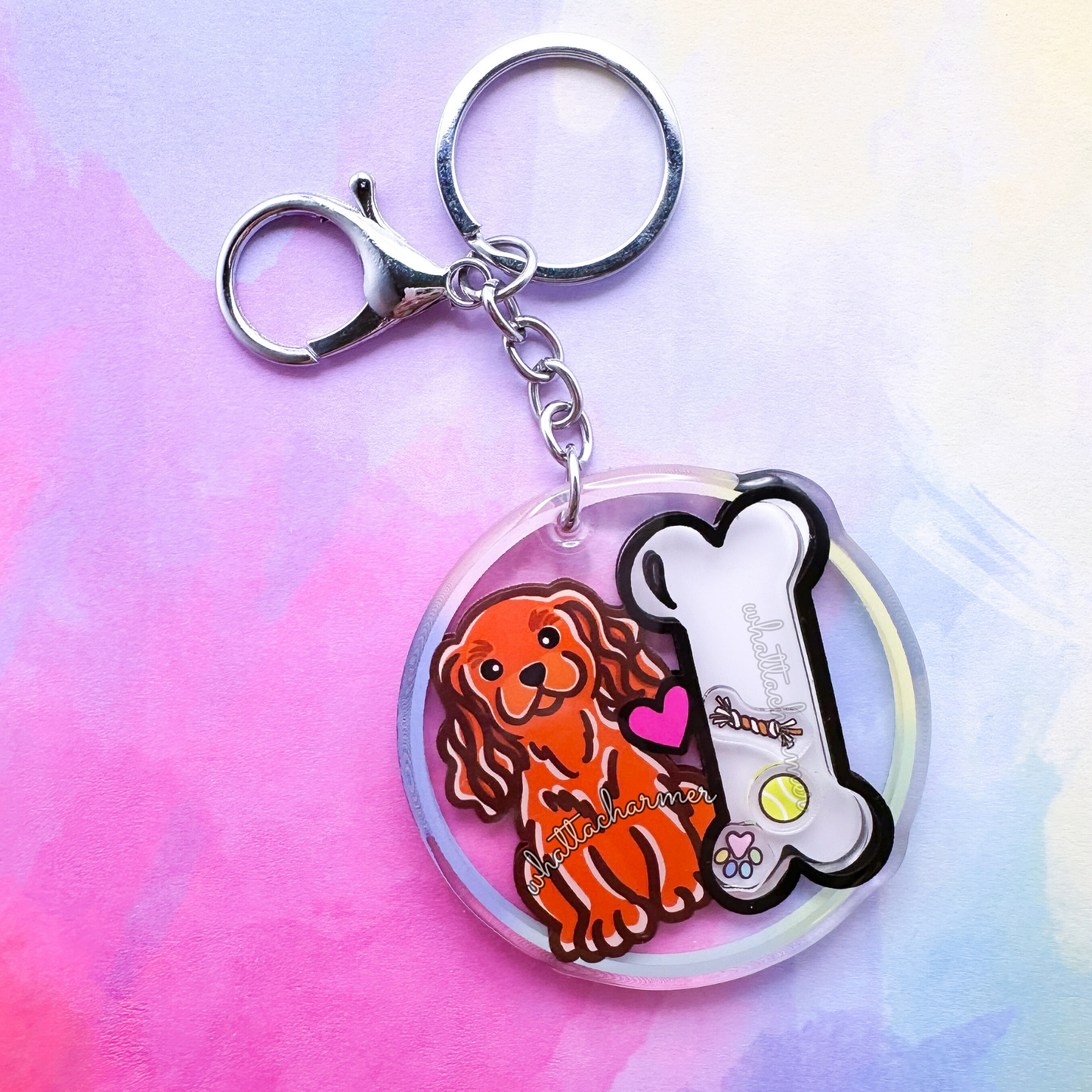 Ruby Cavalier King Charles Spaniel Shaker Keychain