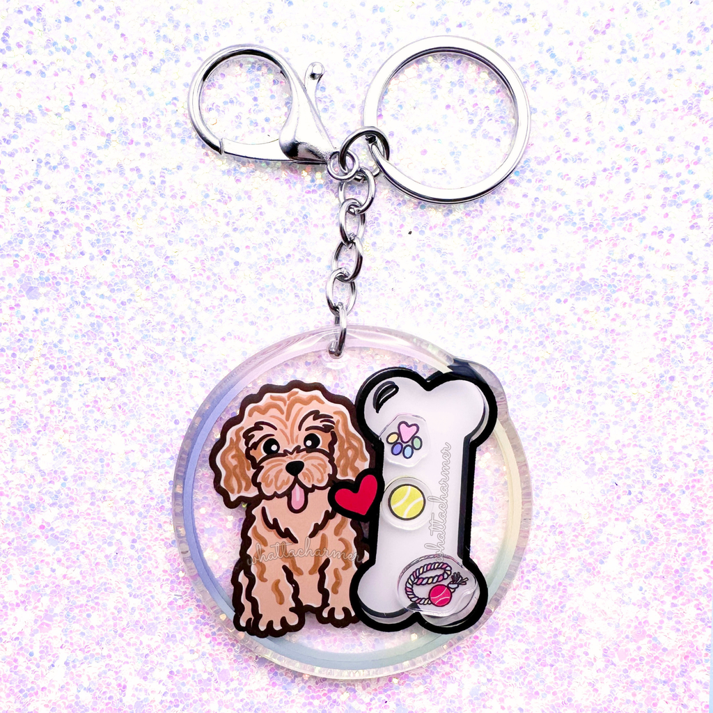 Apricot Cavapoo Keychain