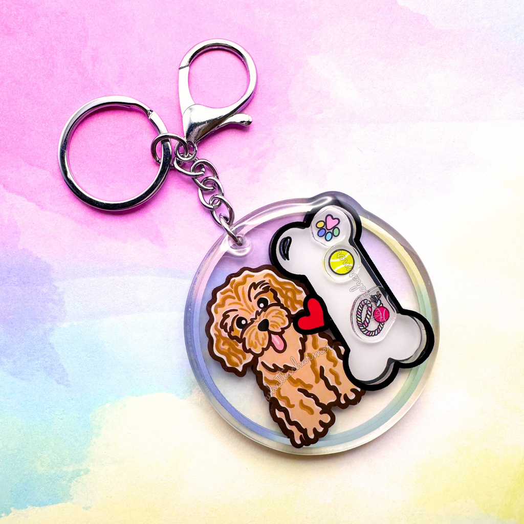 Apricot Cavapoo Keychain