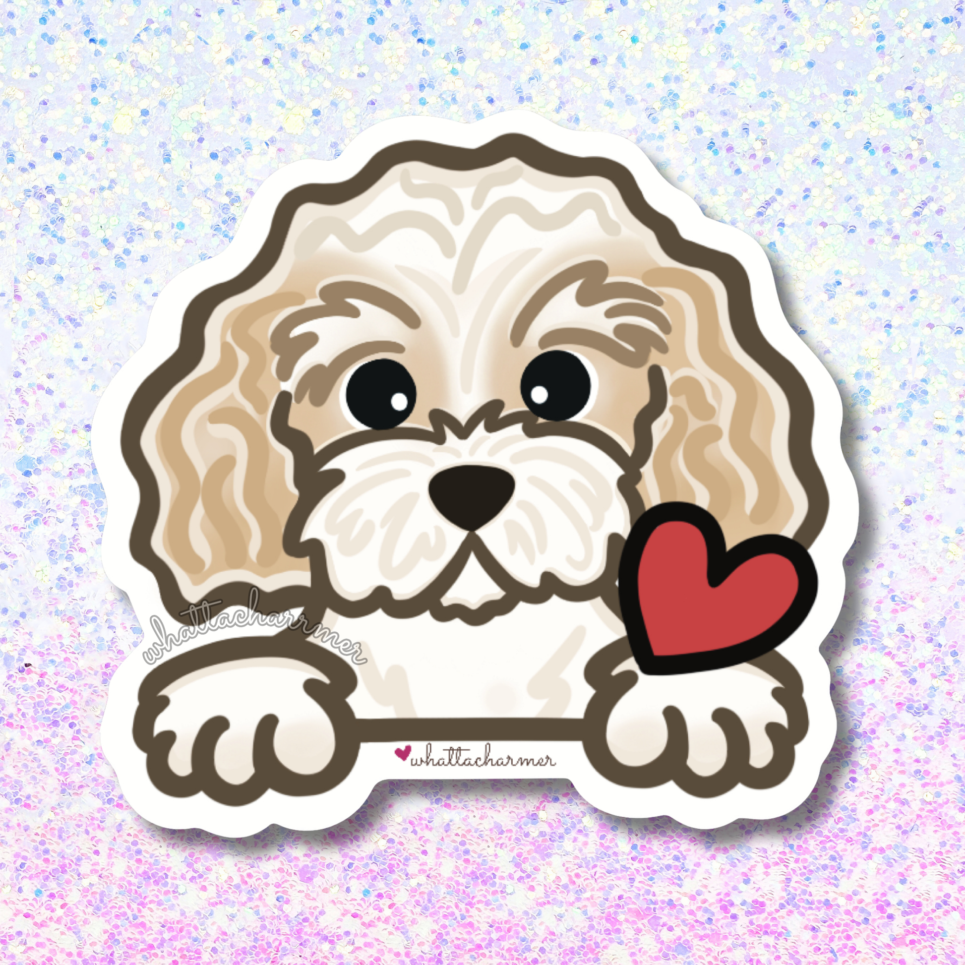 Cream and White Cavapoo Sticker