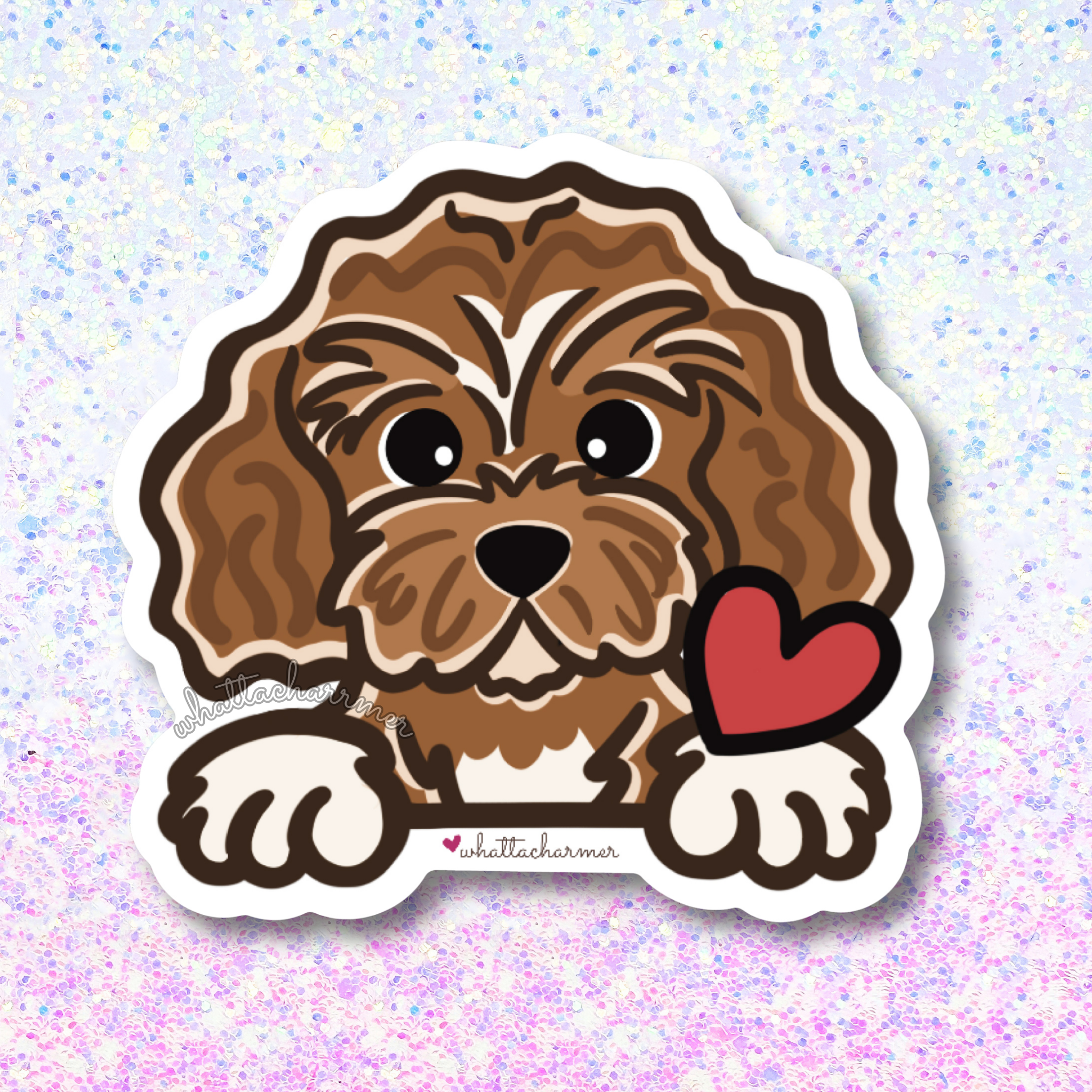 Red Cavapoo Sticker – WhattaCharmer