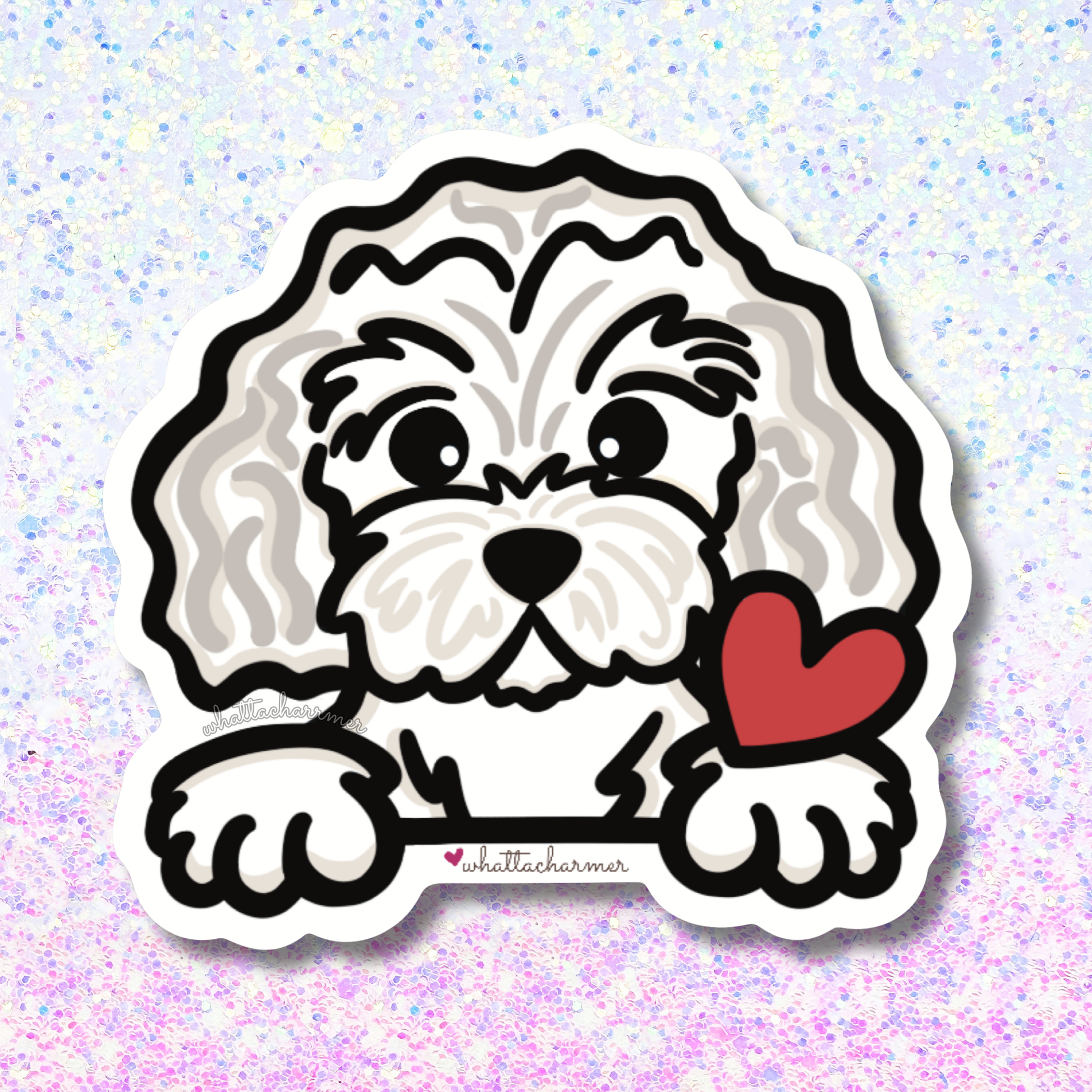 White Cavapoo Sticker