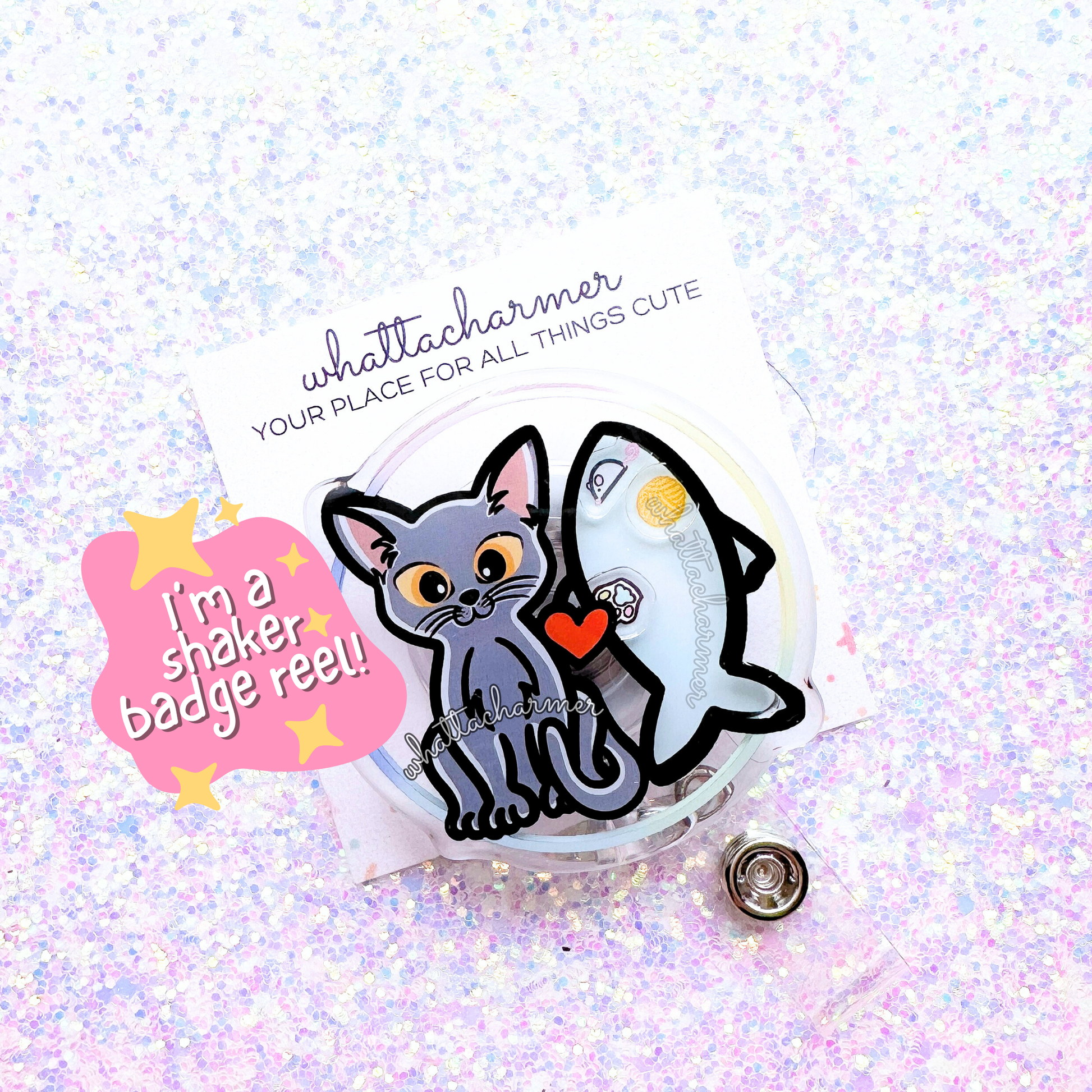 Chartreux Cat Shaker Badge Reel
