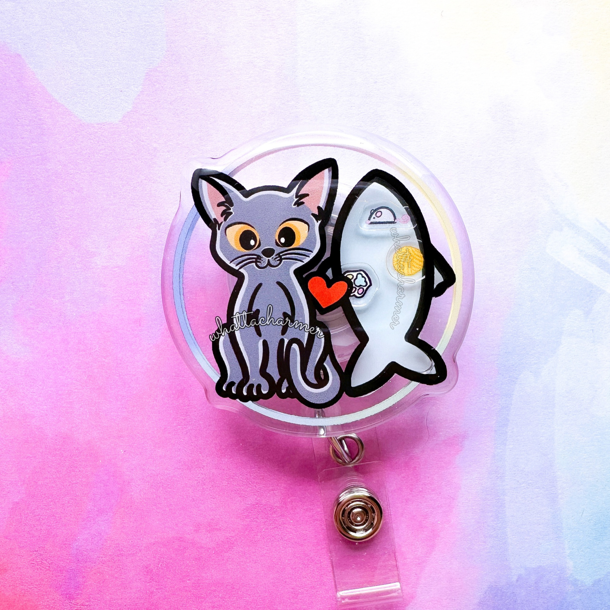 Chartreux Cat Shaker Badge Reel