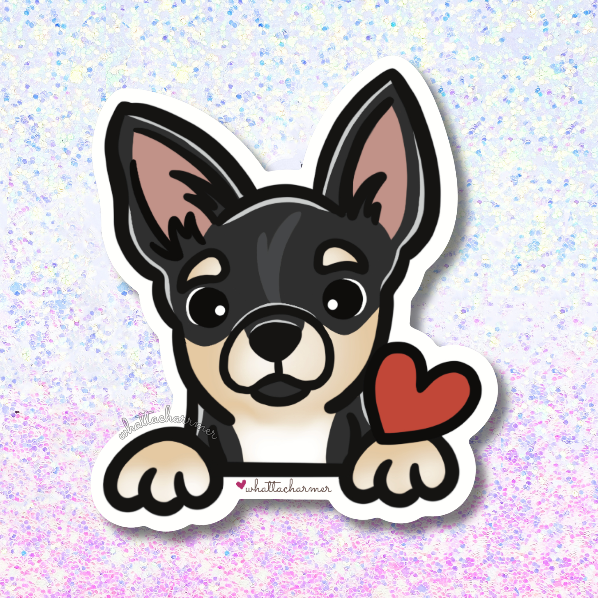 Shorthaired Black and Cream Chihuahua Sticker