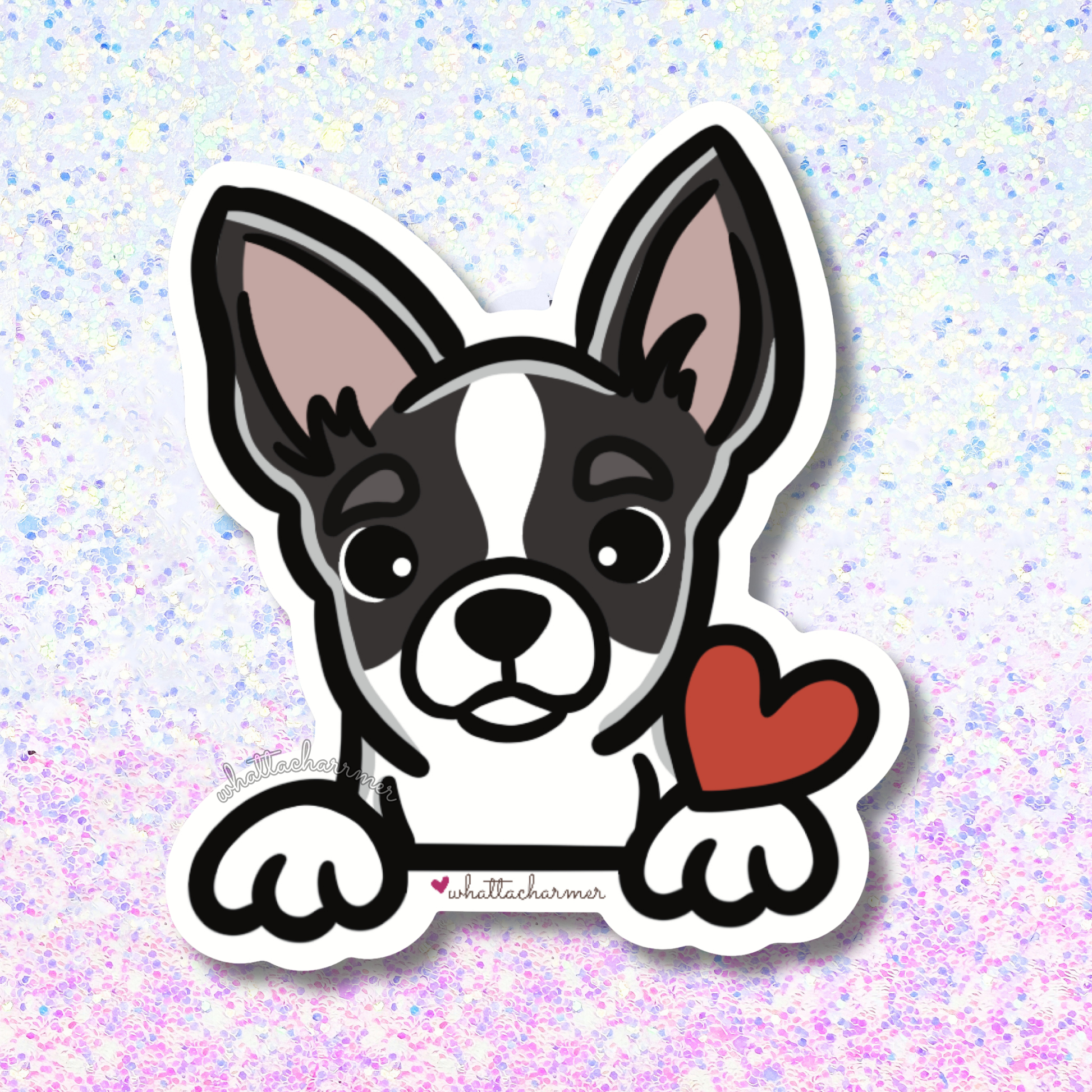 Shorthaired Black and White Chihuahua Sticker
