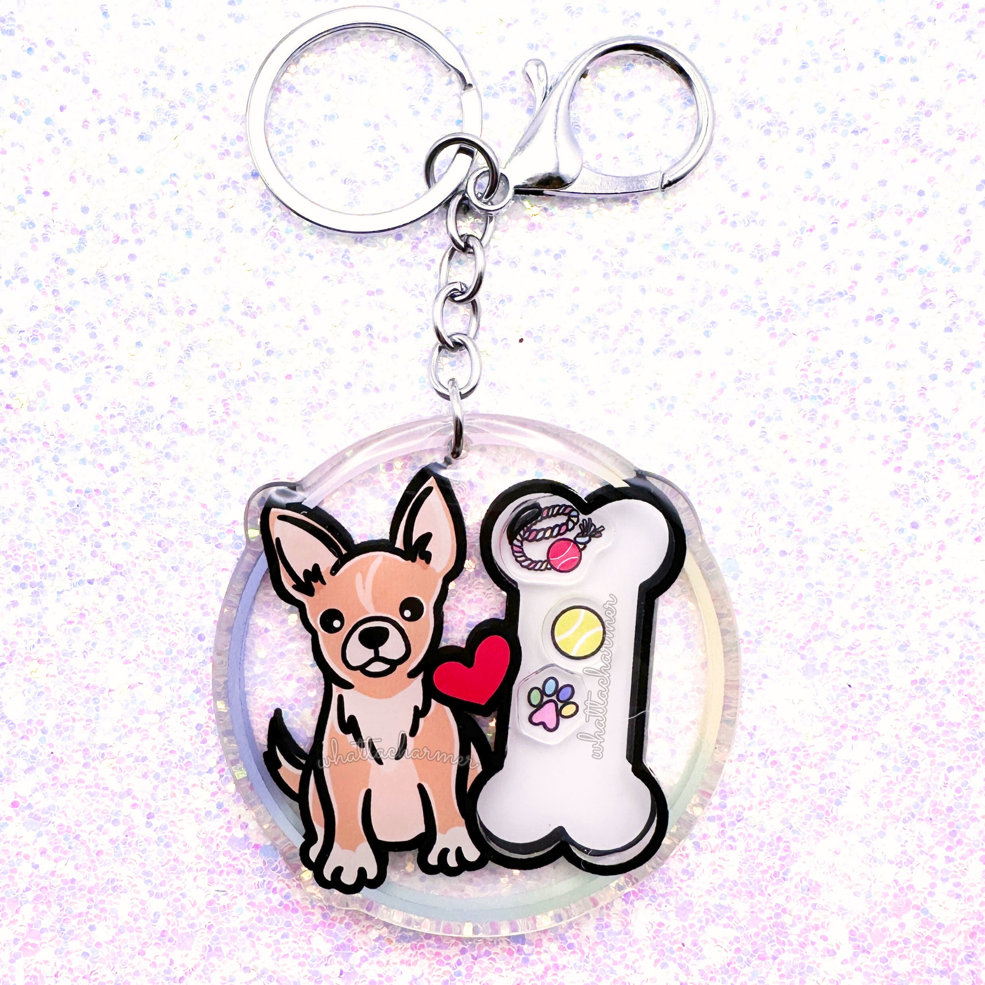 Shorthaired Fawn Chihuahua Keychain