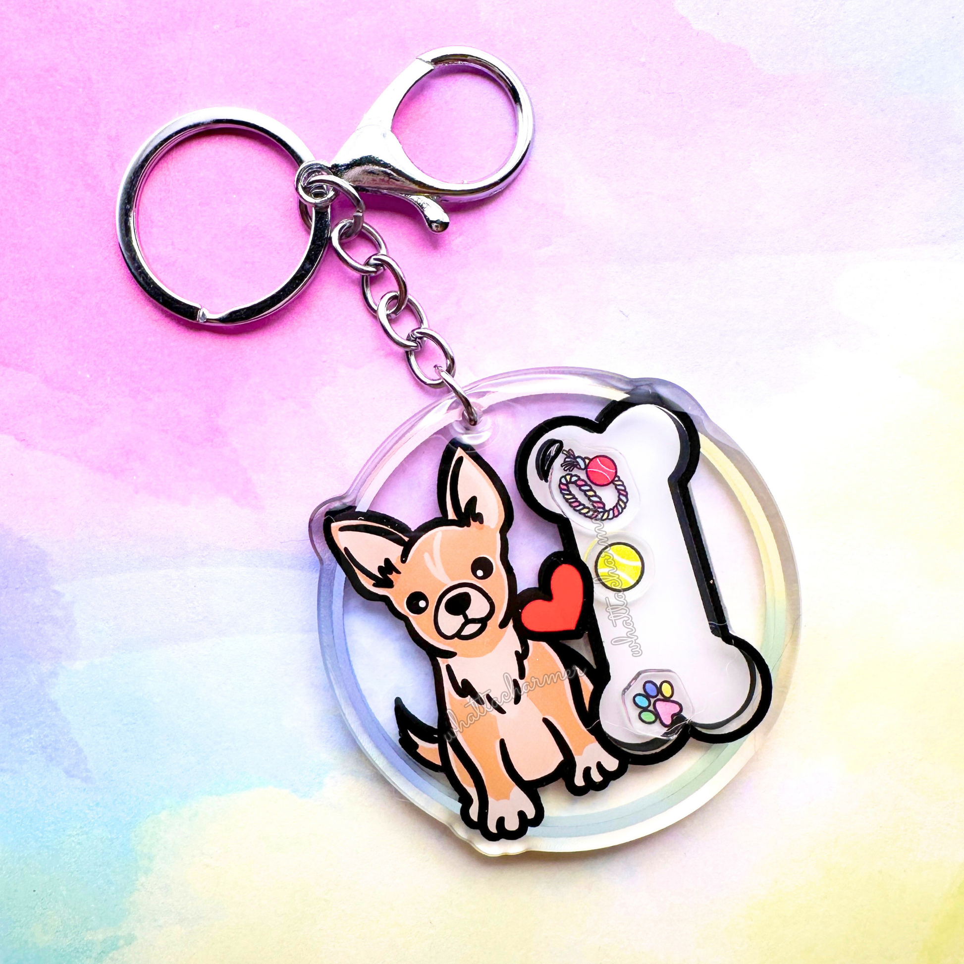 Shorthaired Fawn Chihuahua Keychain