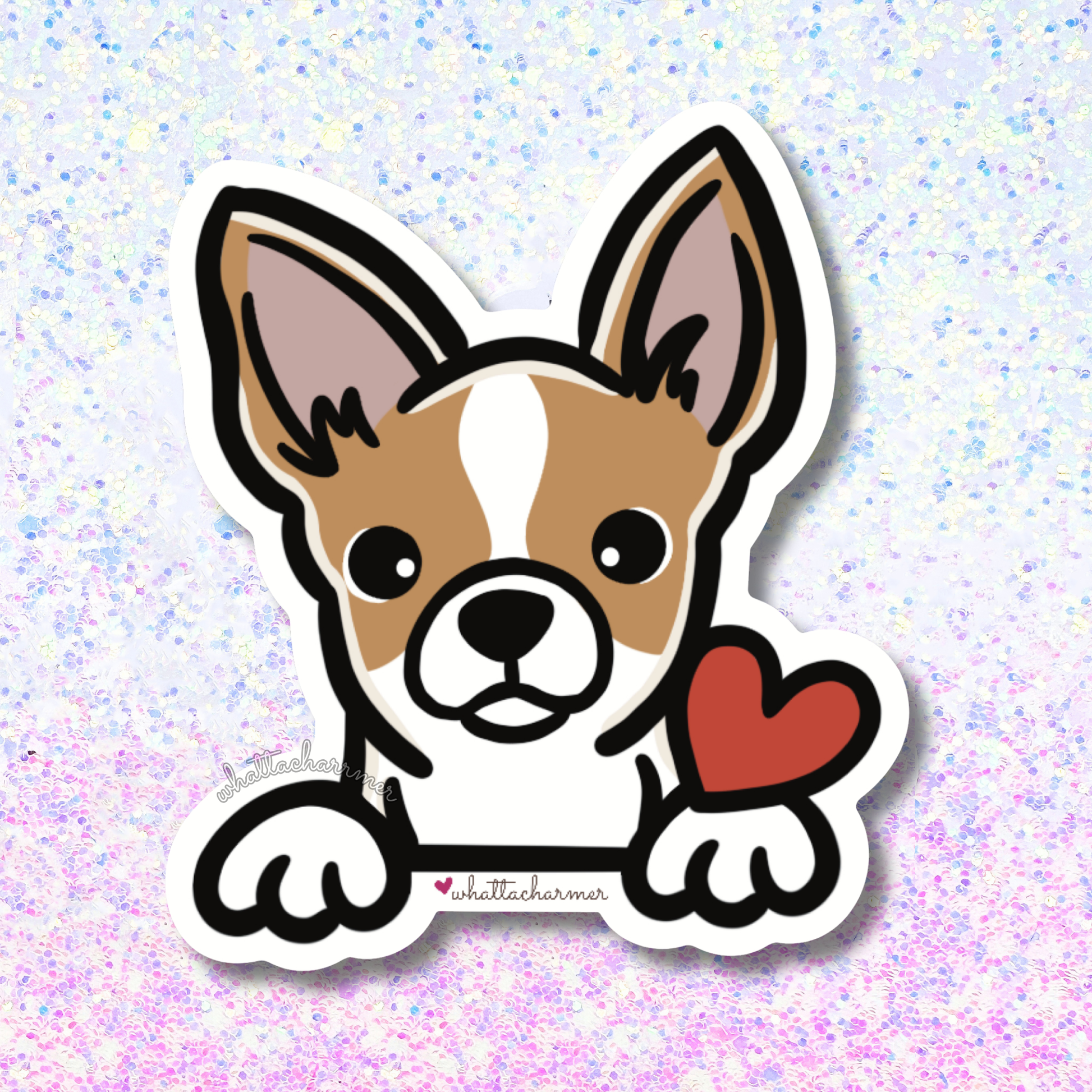 Shorthaired Fawn and White Chihuahua Sticker