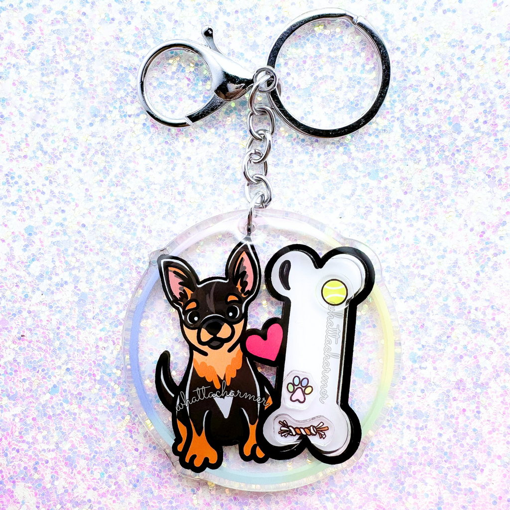 Shorthaired Black and Tan Chihuahua Keychain