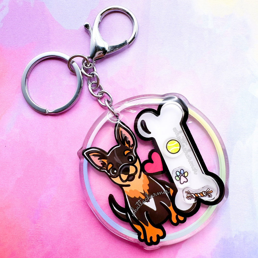 Shorthaired Black and Tan Chihuahua Keychain