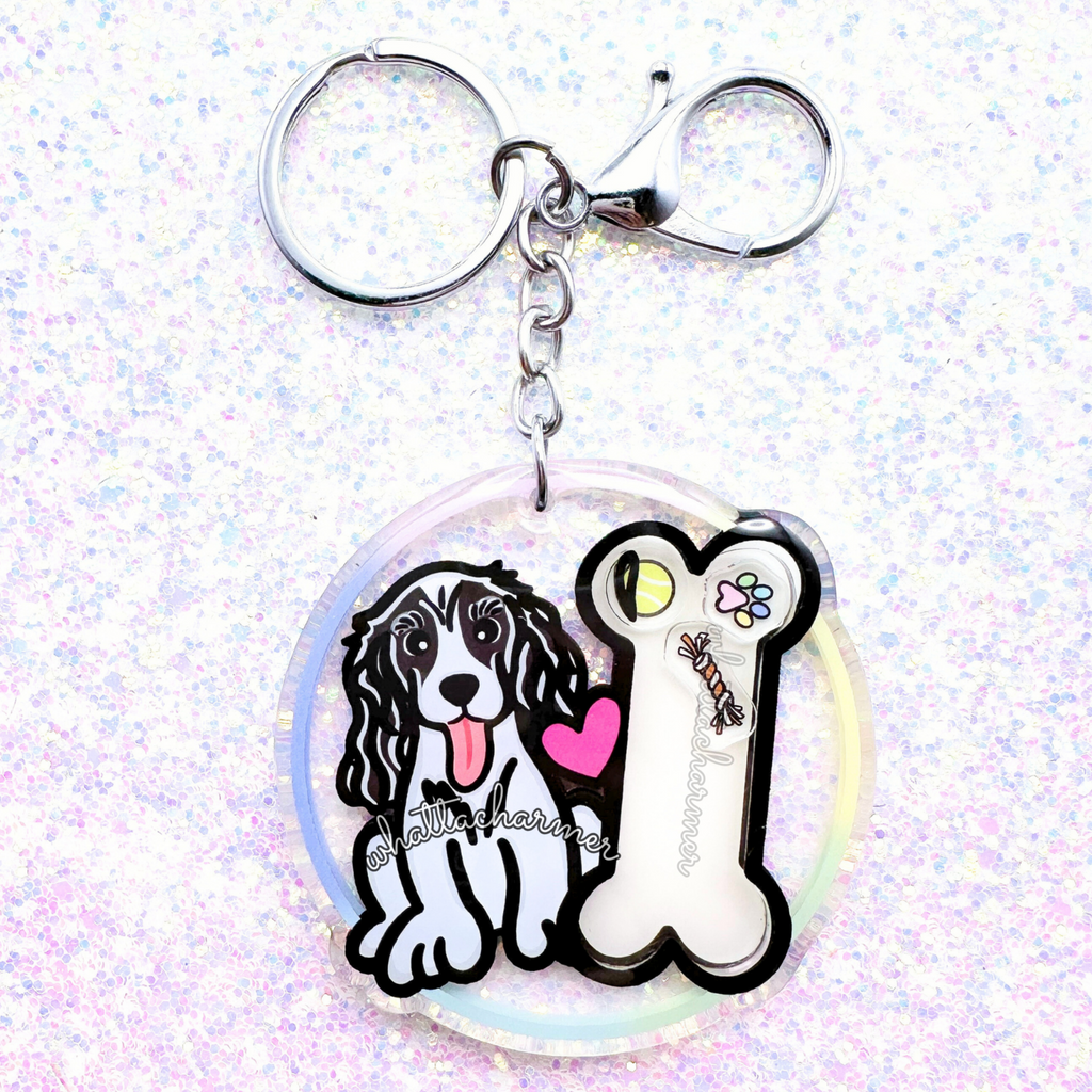 Black and White Cocker Spaniel Keychain