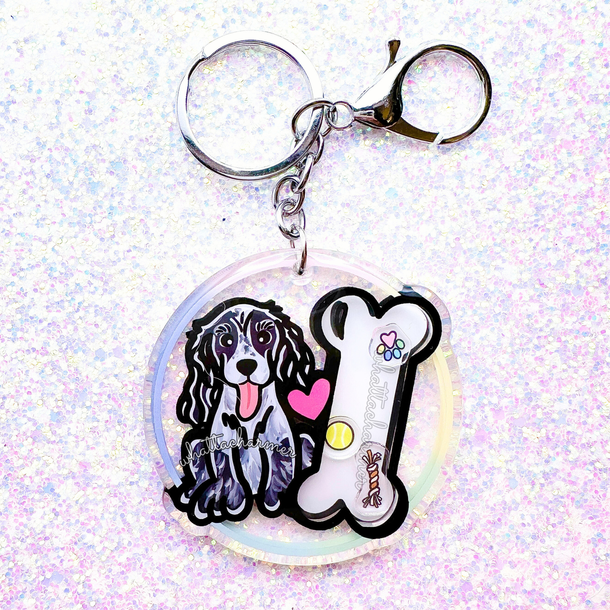 Blue Roan Cocker Spaniel Keychain