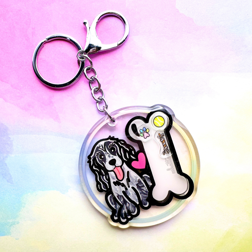 Blue Roan Cocker Spaniel Keychain