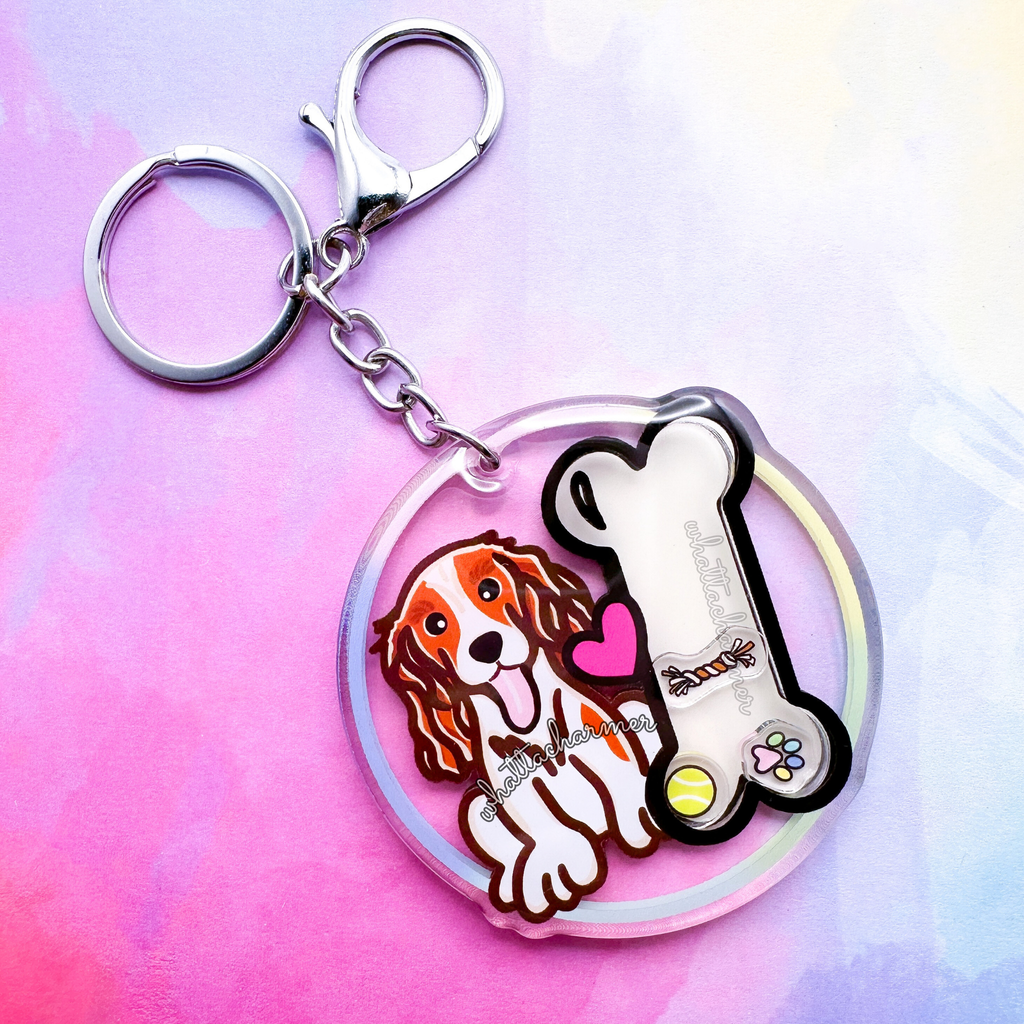 Red and White Cocker Spaniel Keychain