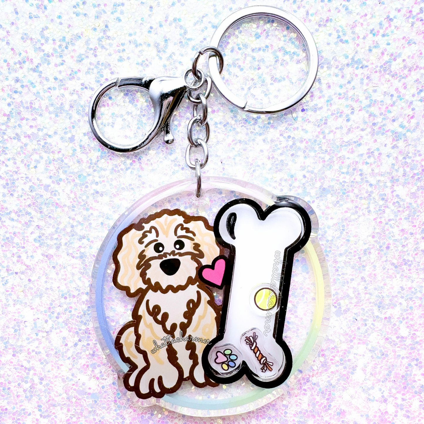 Cream Goldendoodle Shaker Keychain