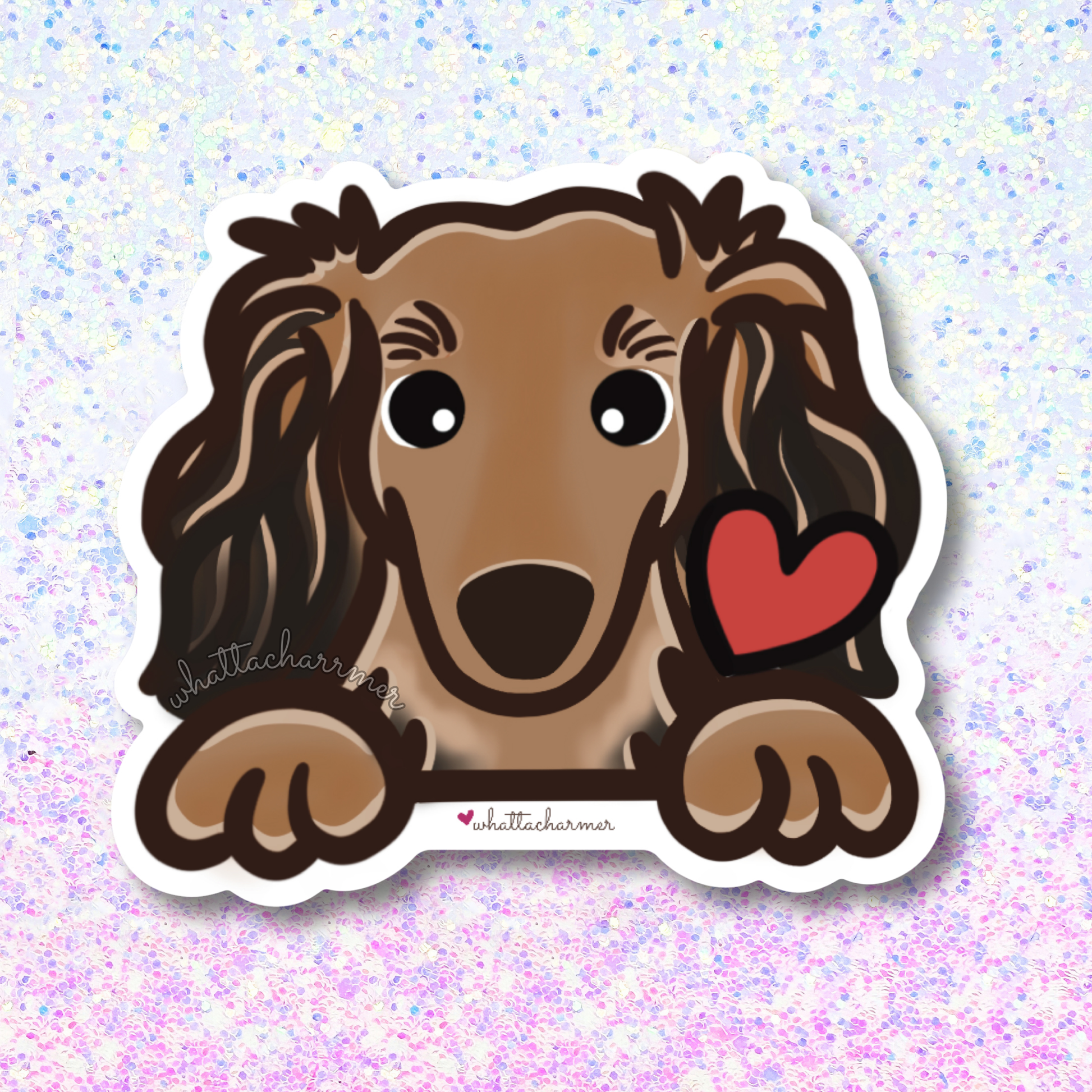 Longhaired Sable Dachshund Sticker