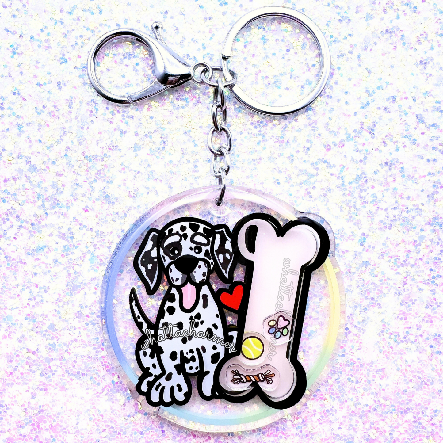 Black and White Dalmatian Shaker Keychain