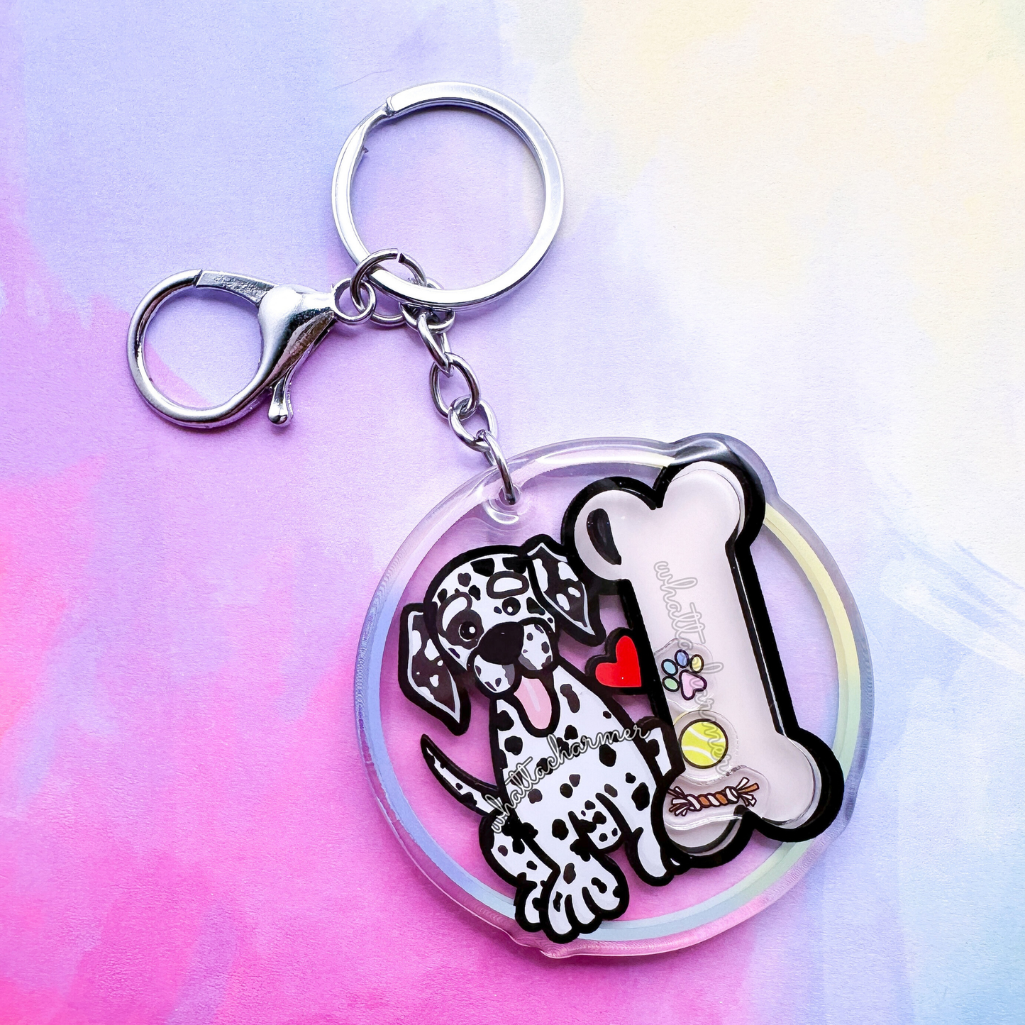 Black and White Dalmatian Shaker Keychain