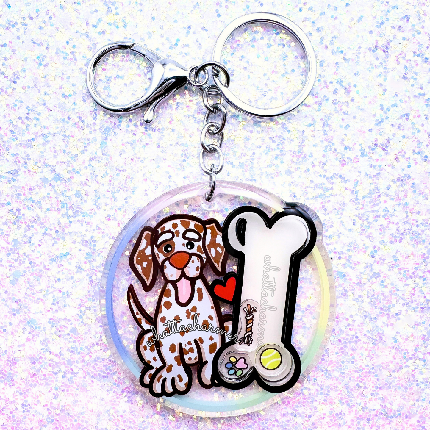 Liver and White Dalmatian Shaker Keychain