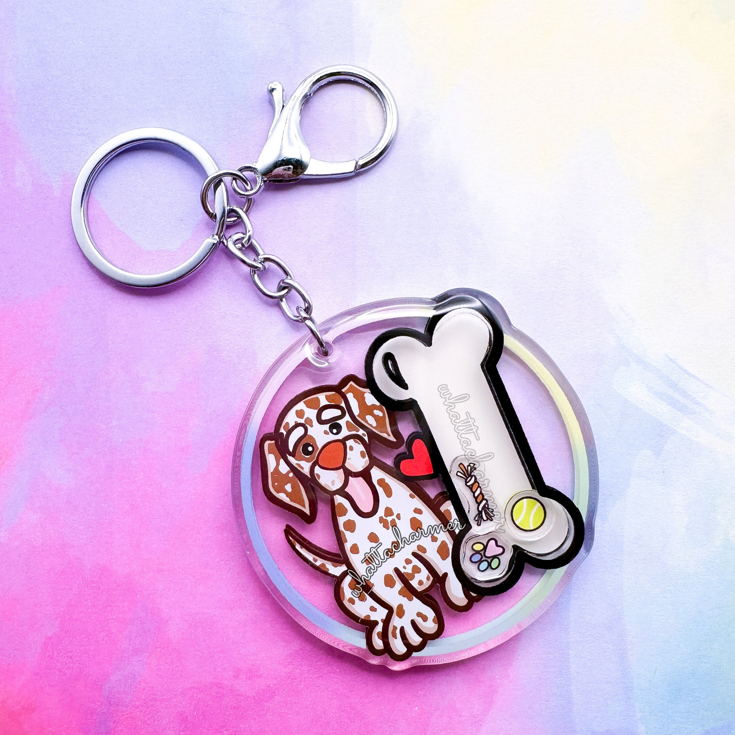 Liver and White Dalmatian Shaker Keychain