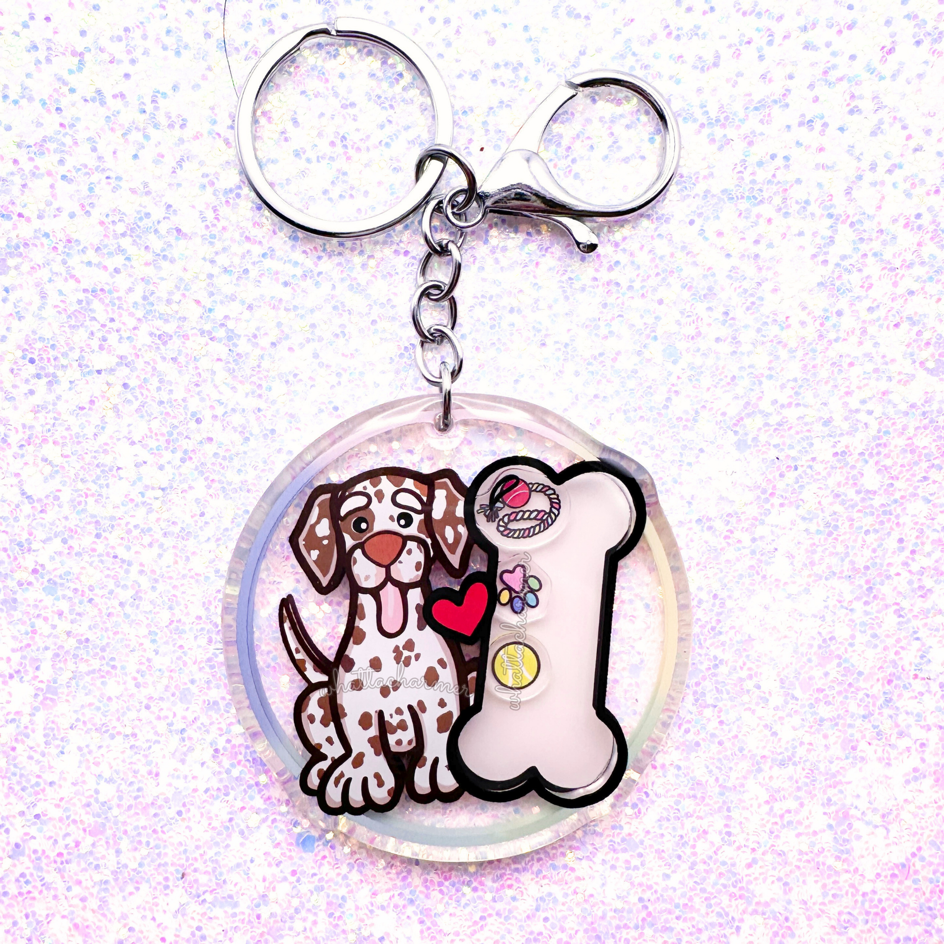 Liver and White Dalmatian Keychain
