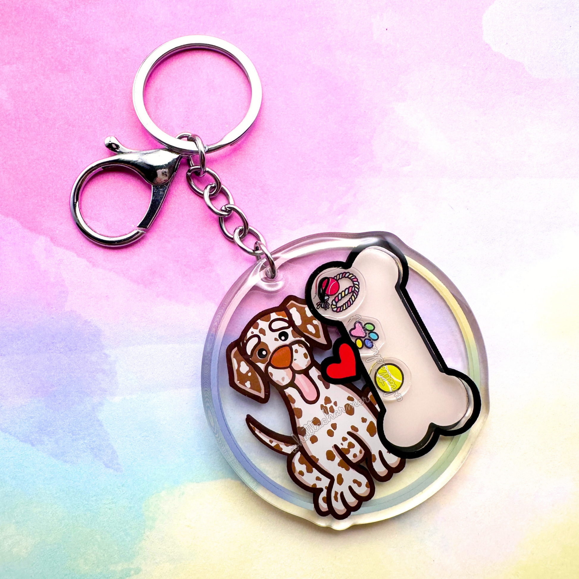 Liver and White Dalmatian Keychain