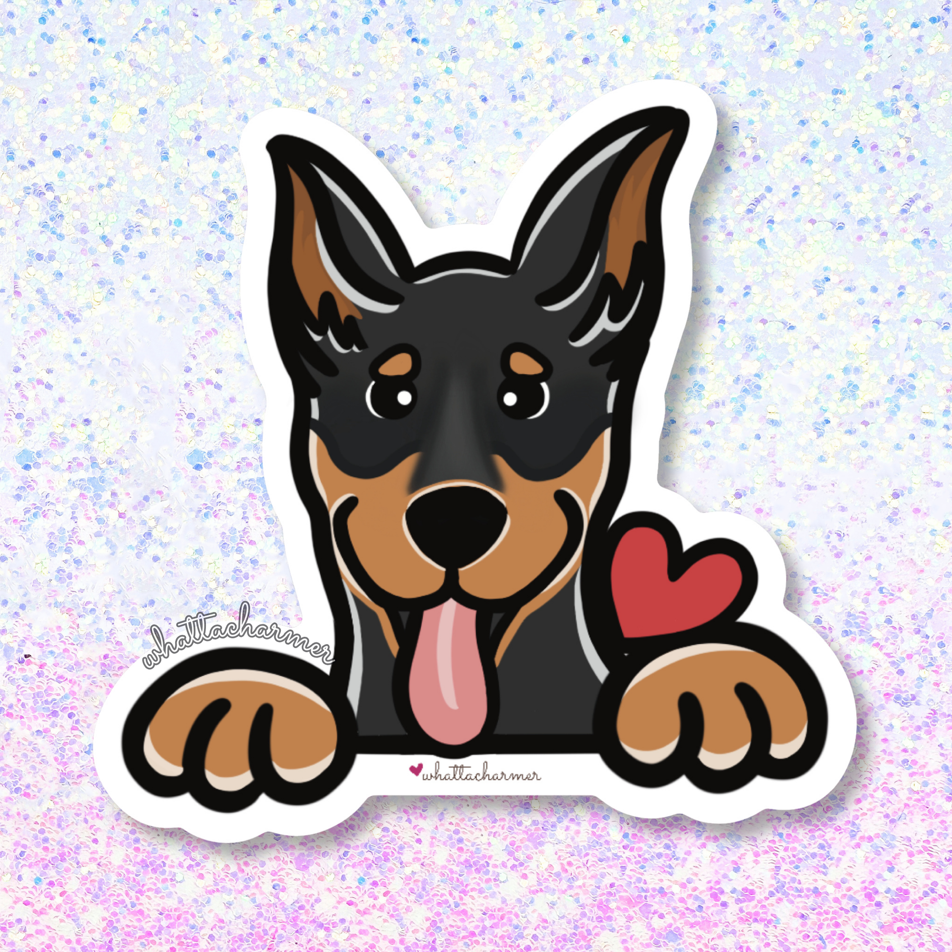 Black and Tan Doberman Sticker (Cropped Ears)