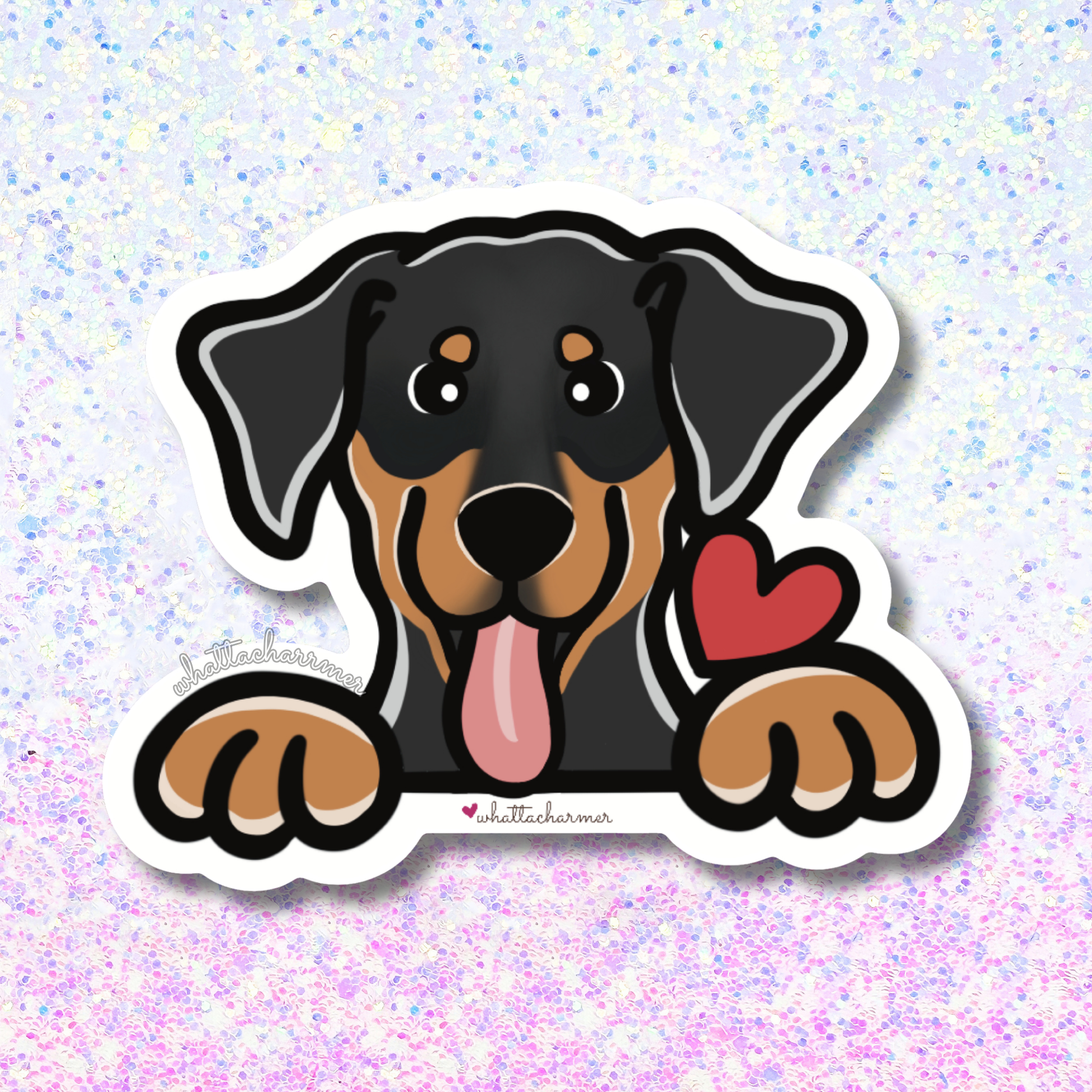 Black and Tan Doberman Sticker (Floppy Ears)