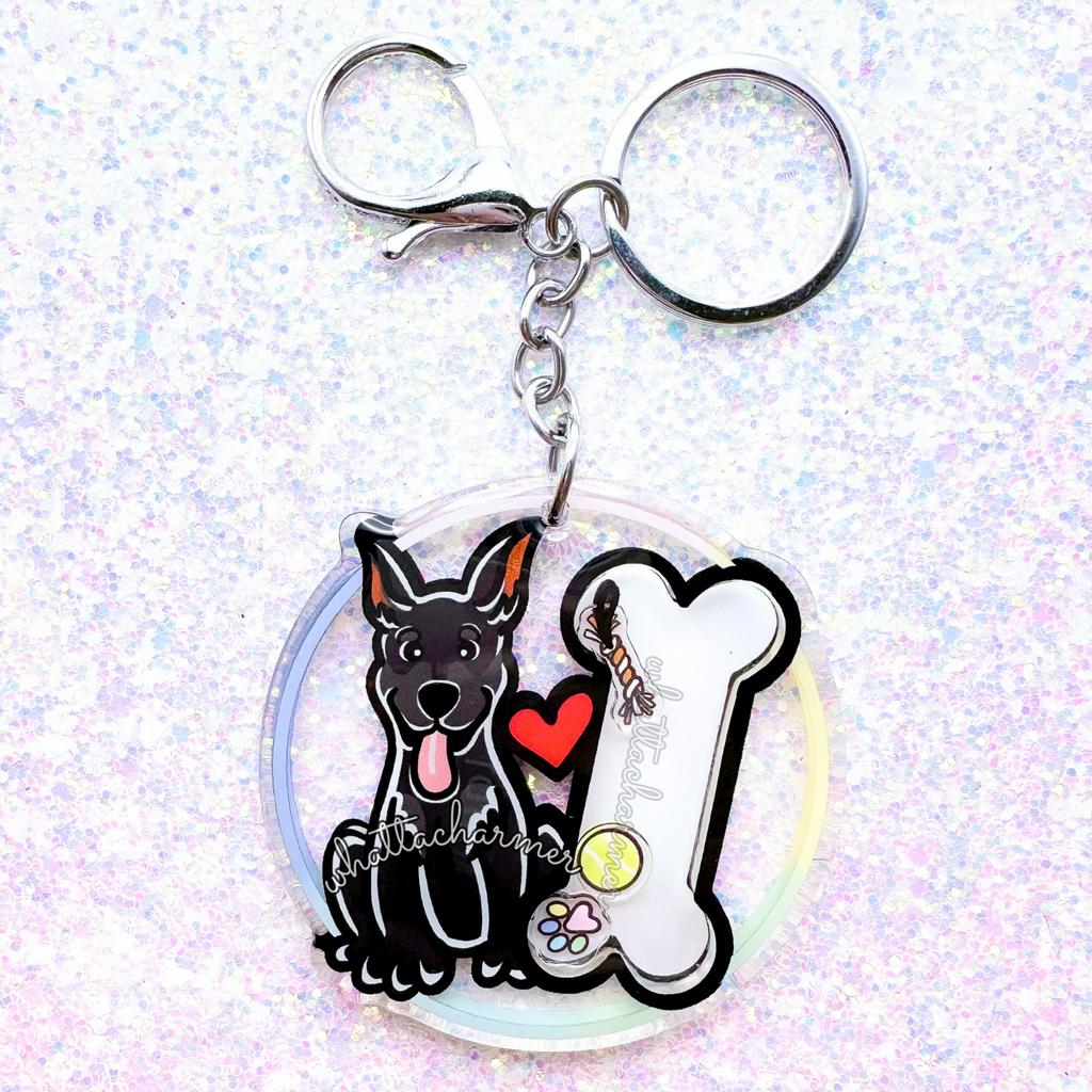 Black Doberman Pinscher Keychain