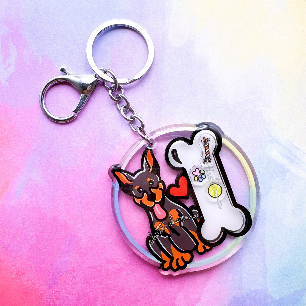 Blue and Rust Doberman Pinscher Keychain