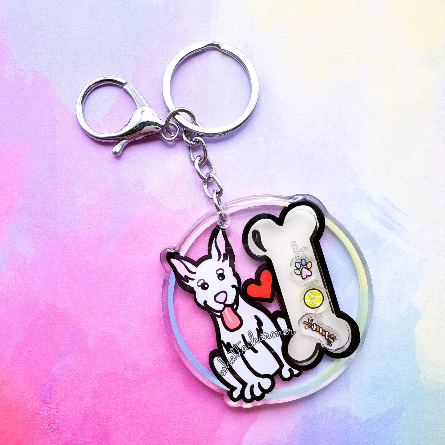 White Doberman Pinscher Shaker Keychain