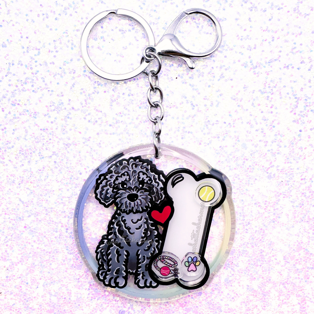 Gray Goldendoodle Keychain