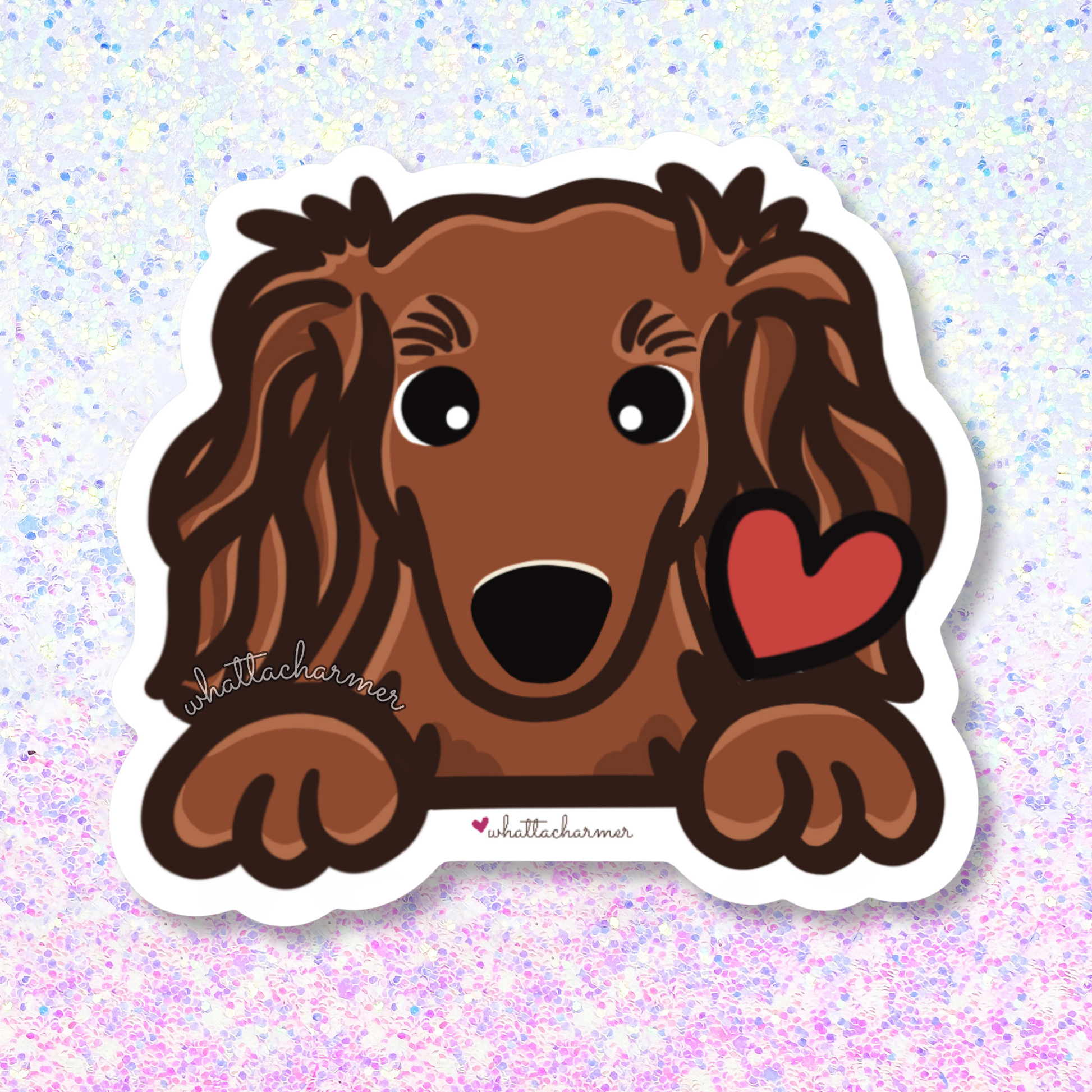 Longhaired Red Dachshund Sticker