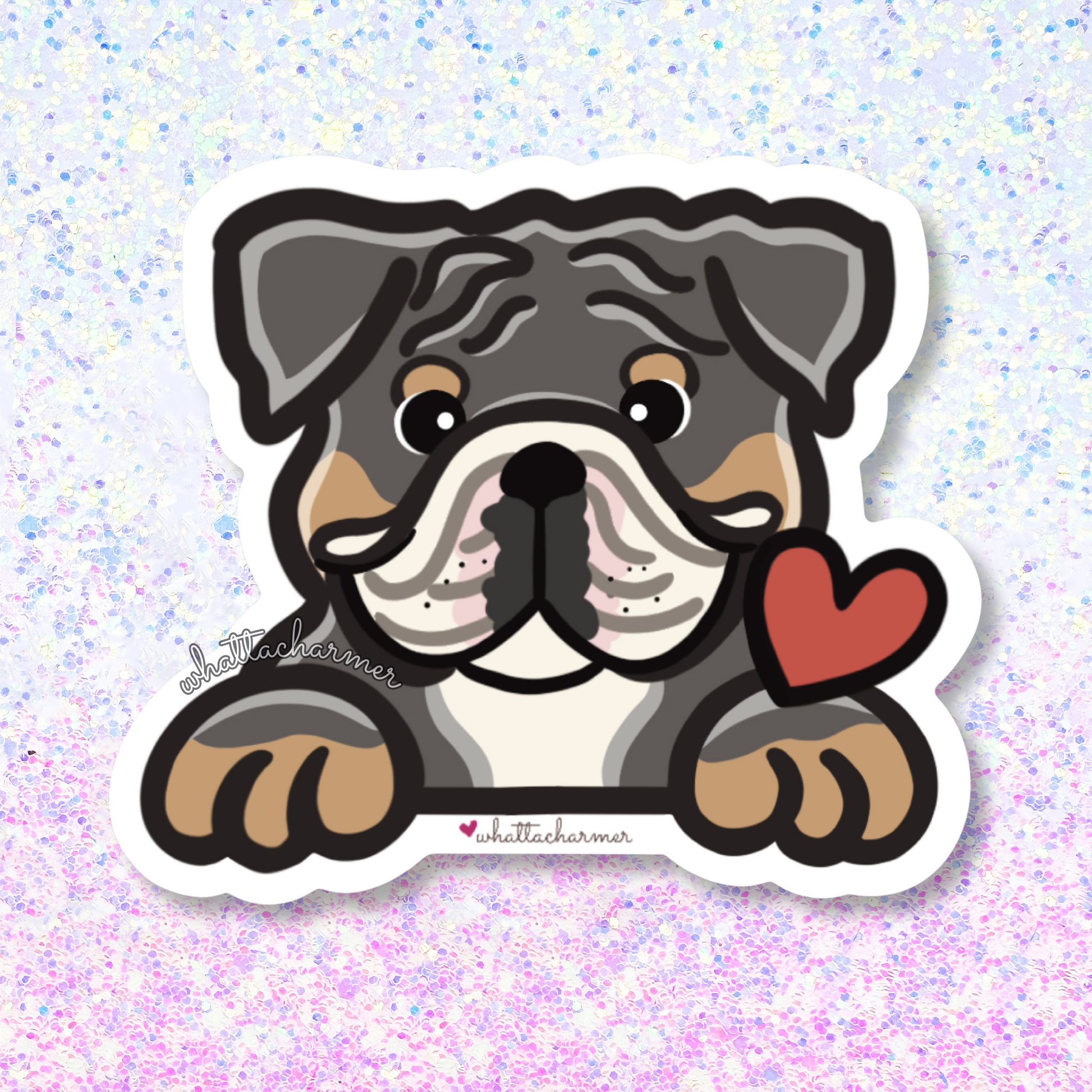 Blue Tri English Bulldog Sticker