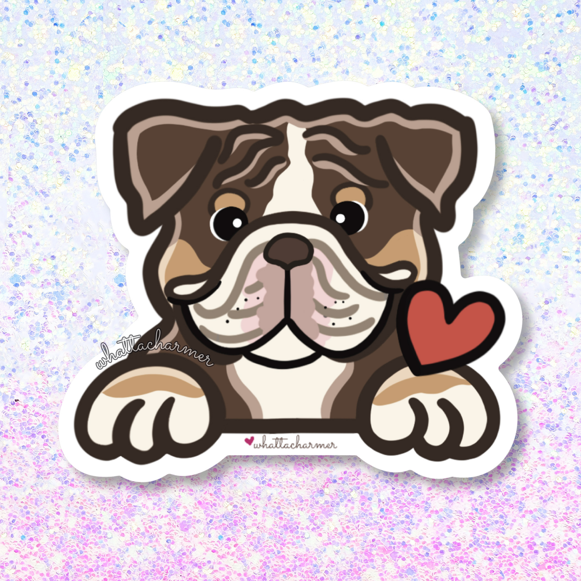 Chocolate Tri English Bulldog Sticker
