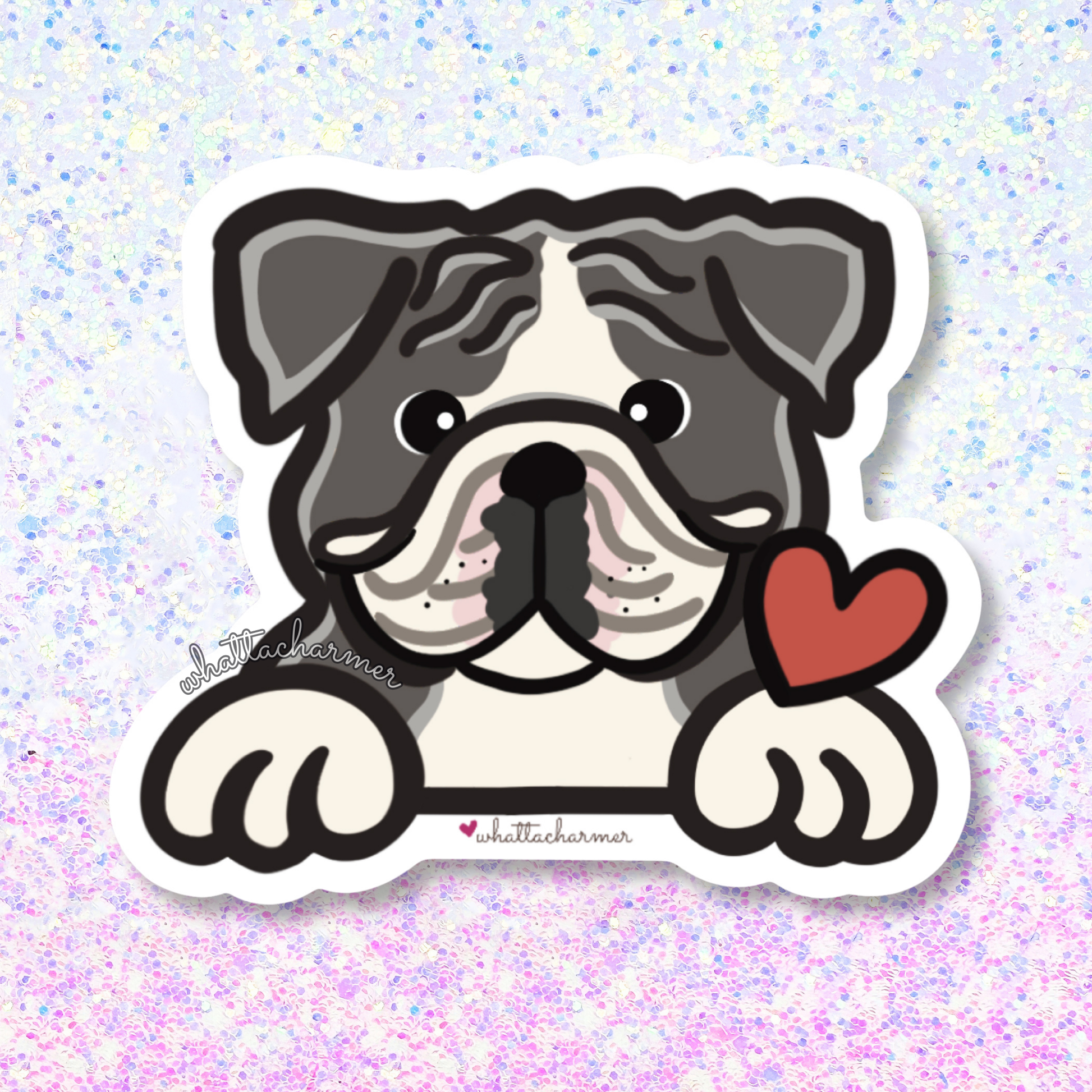 Blue and White English Bulldog Sticker