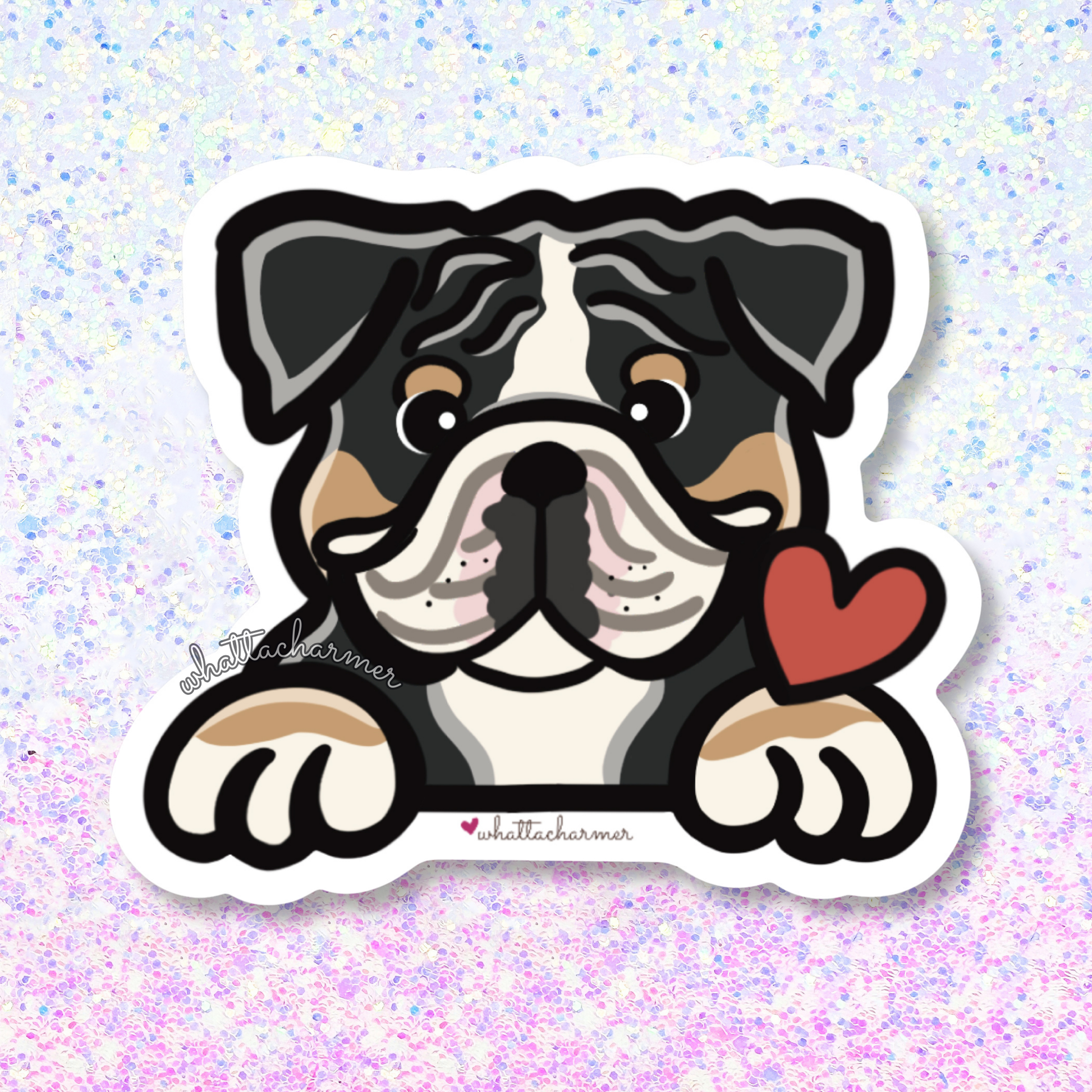 Black Tri English Bulldog Sticker