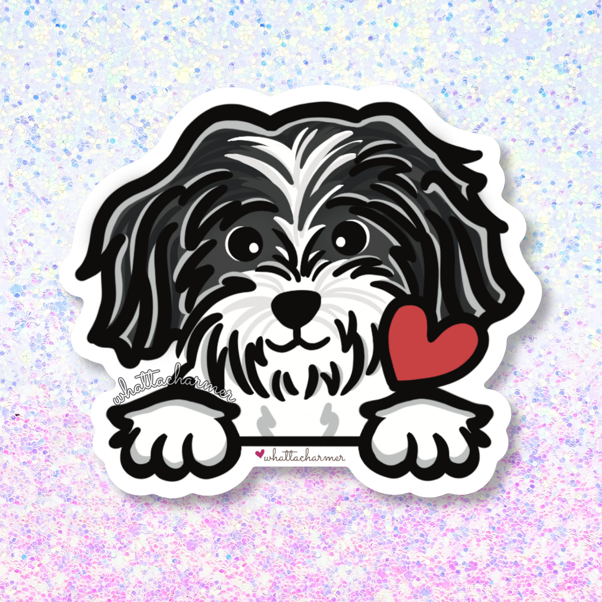 Black and White Havanese Sticker