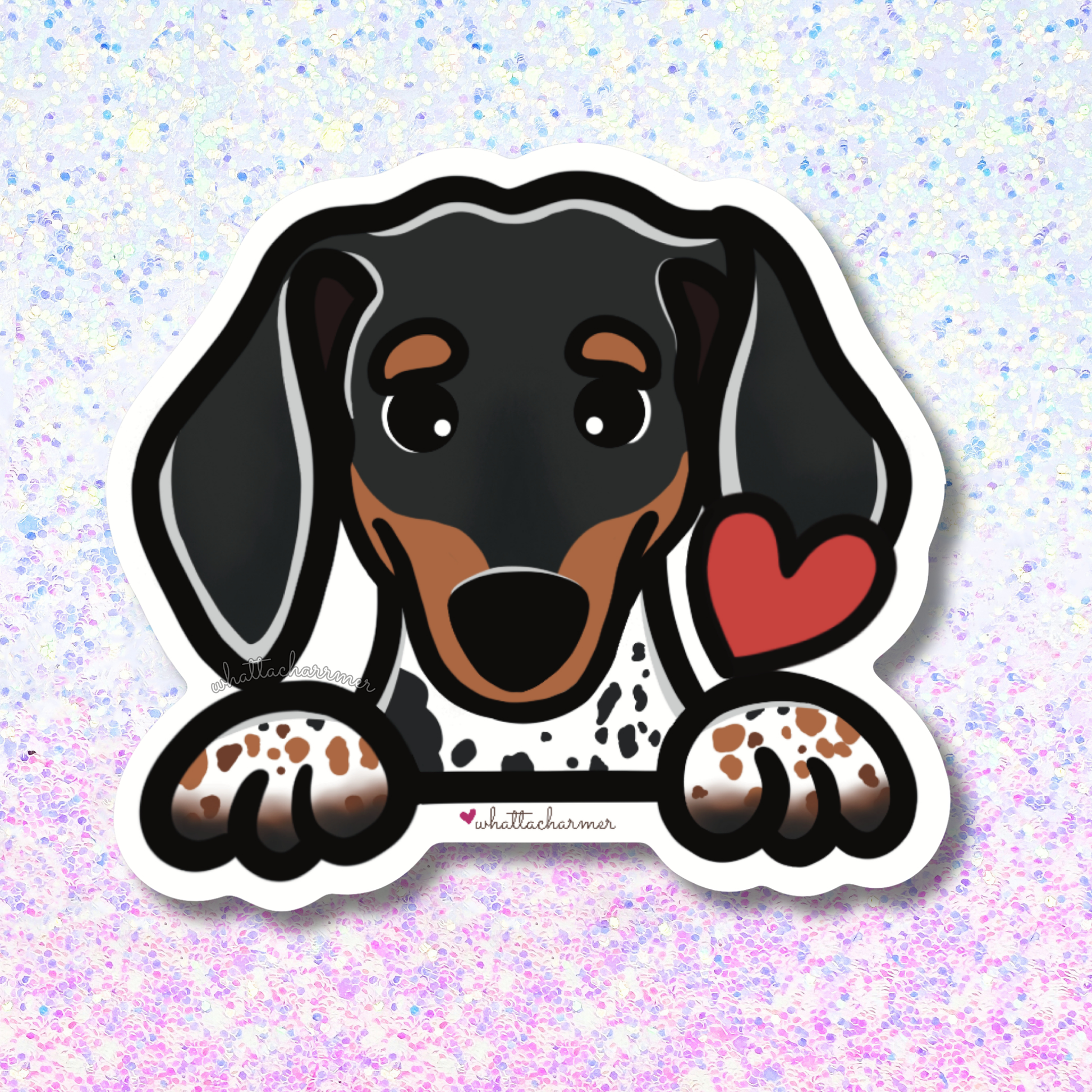 Shorthaired Black and Tan Piebald Dachshund Sticker