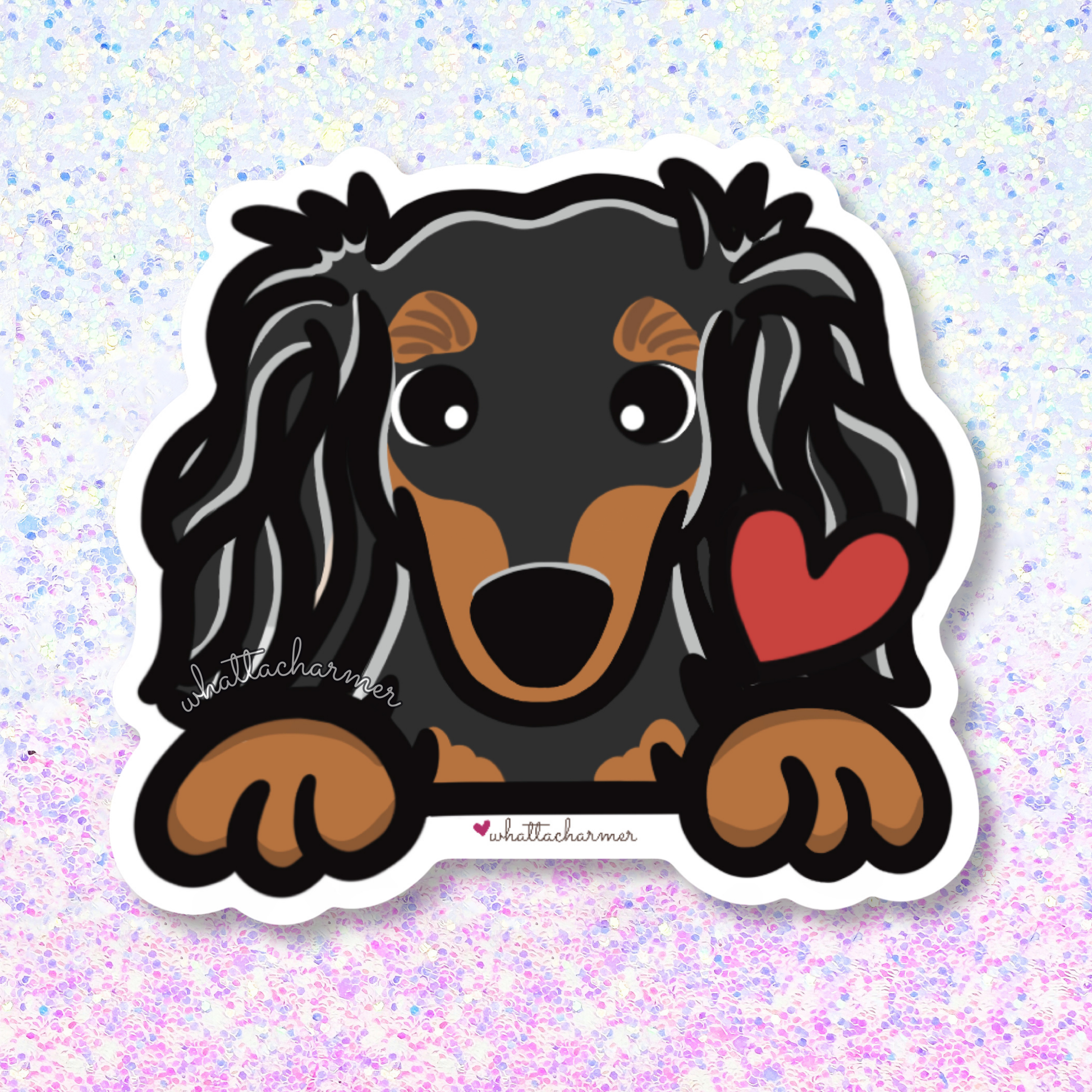 Longhaired Black and Tan Dachshund Sticker