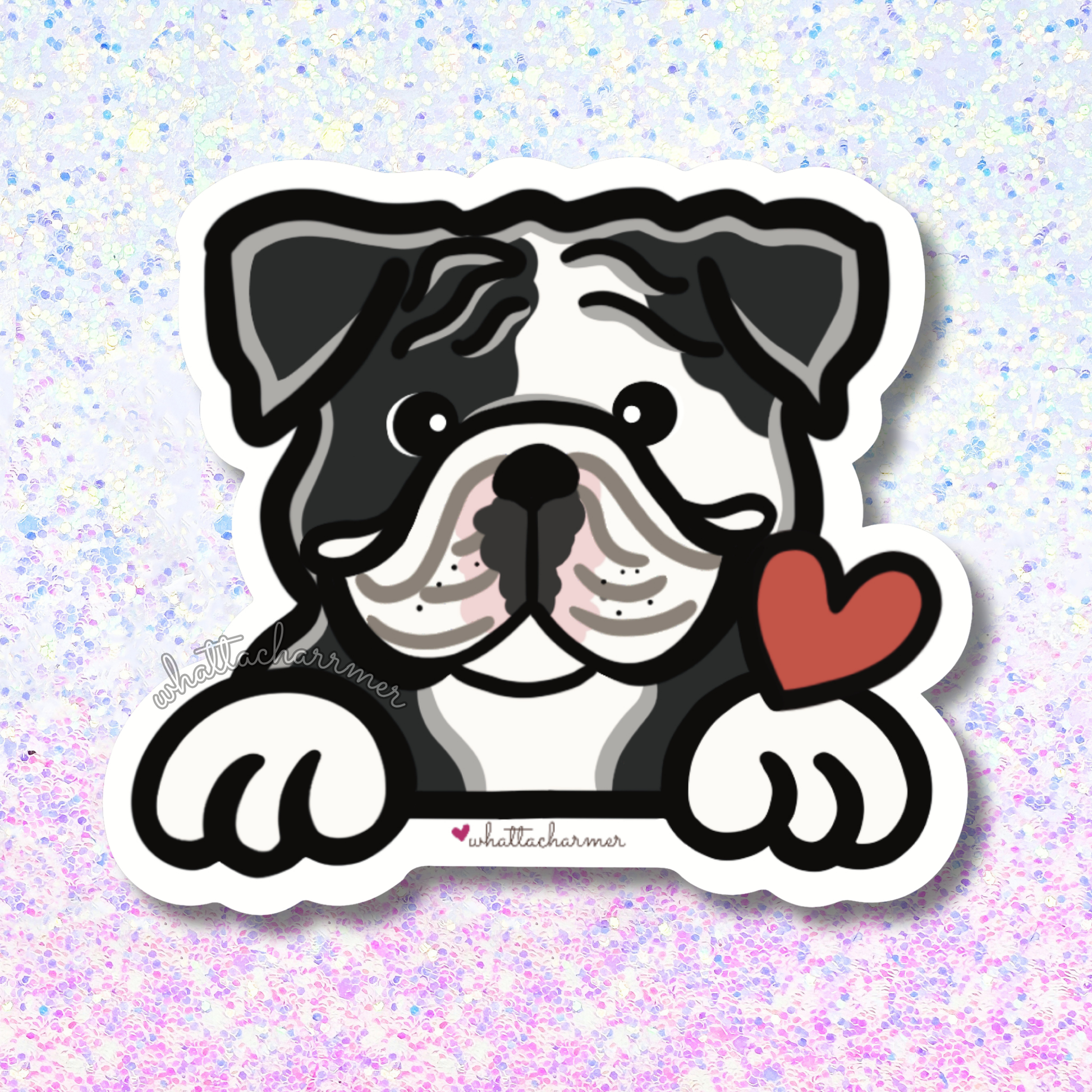 Black and White English Bulldog Sticker