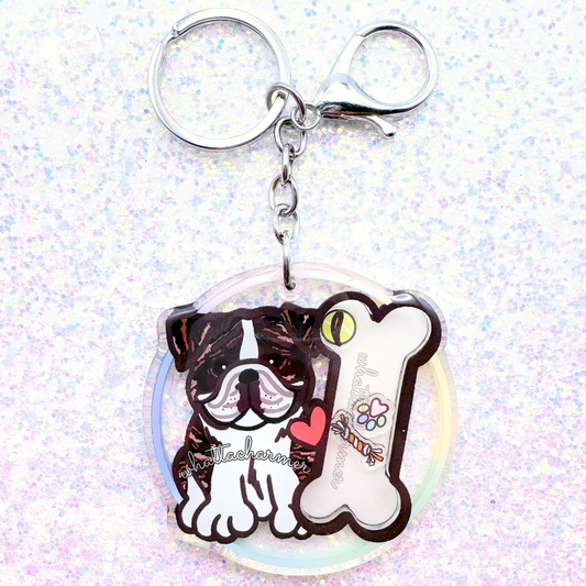 Brindle English Bulldog Shaker Keychain