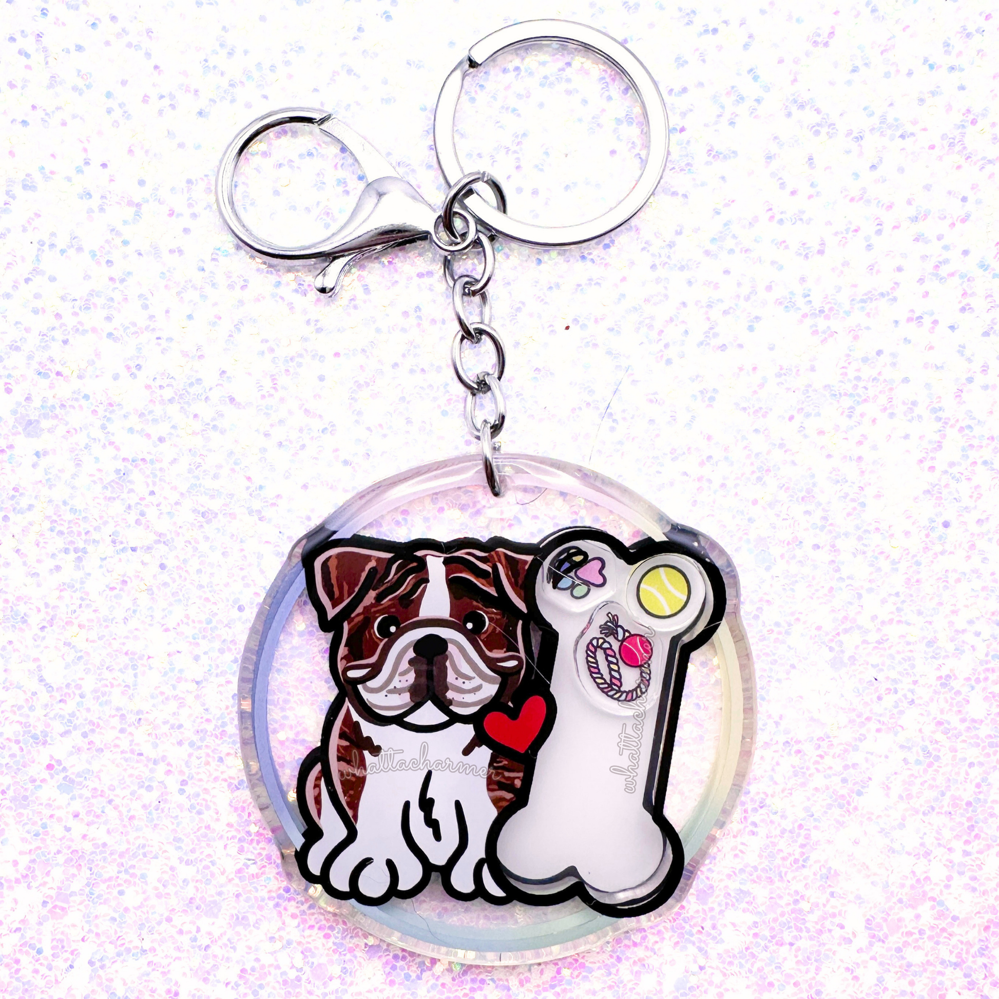 Brindle English Bulldog Keychain