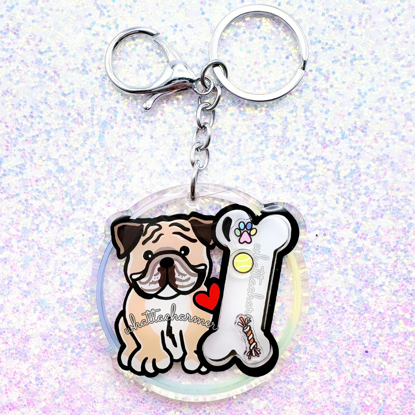 Fawn English Bulldog Shaker Keychain