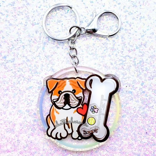 Fawn and Cream English Bulldog Shaker Keychain