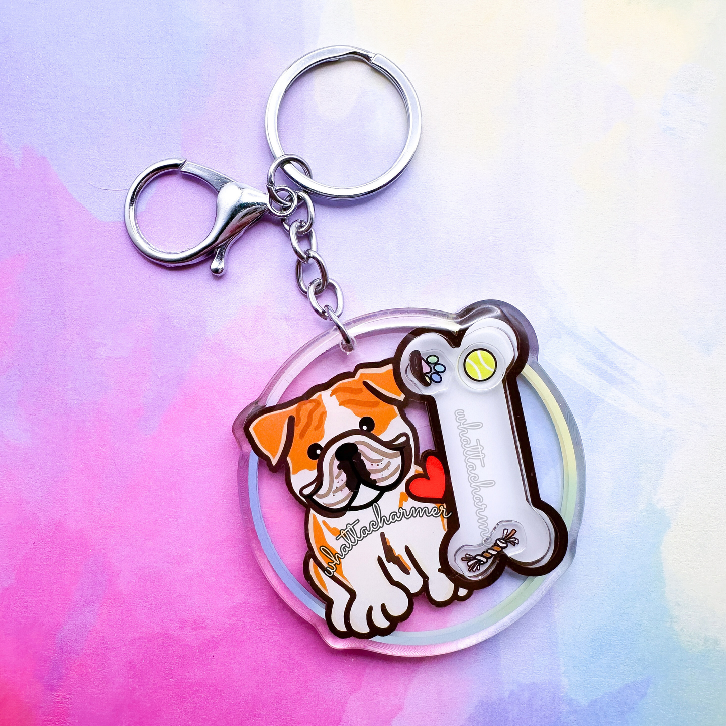 Fawn and Cream English Bulldog Shaker Keychain