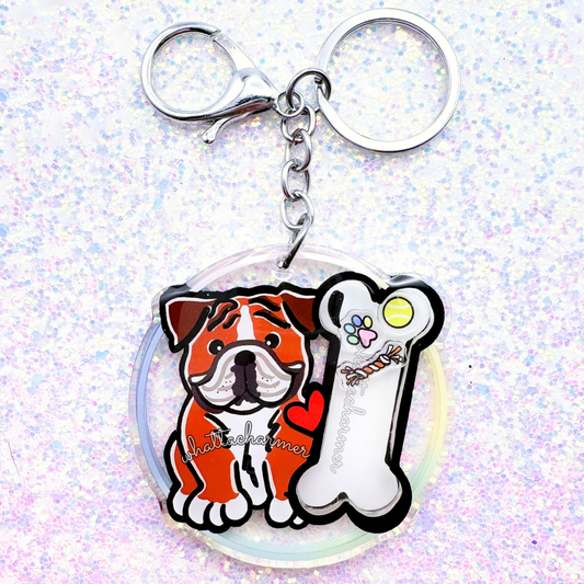 Red English Bulldog Shaker Keychain