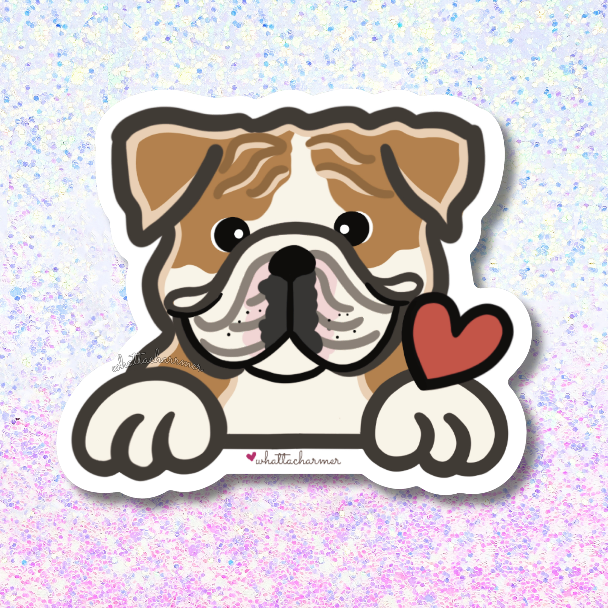 Tan and White English Bulldog Sticker