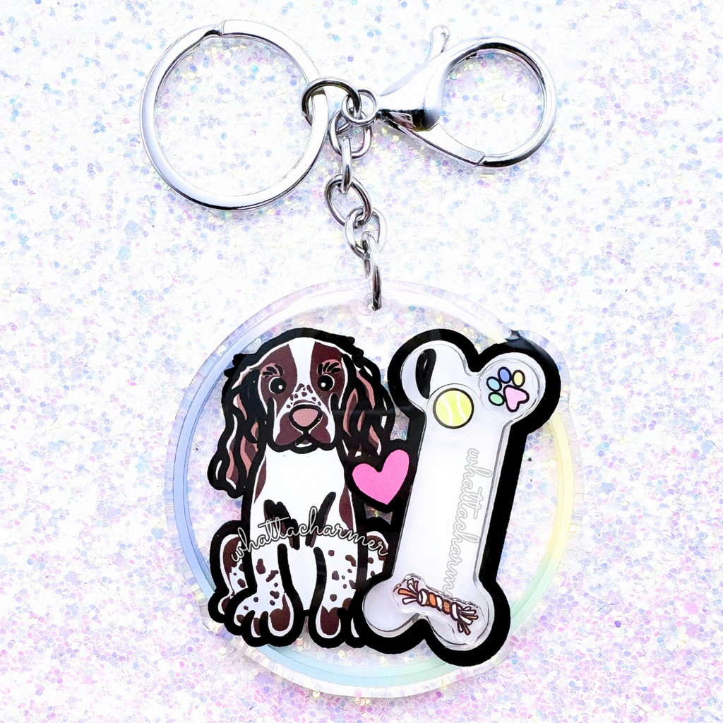 Liver and White English Springer Spaniel Keychain